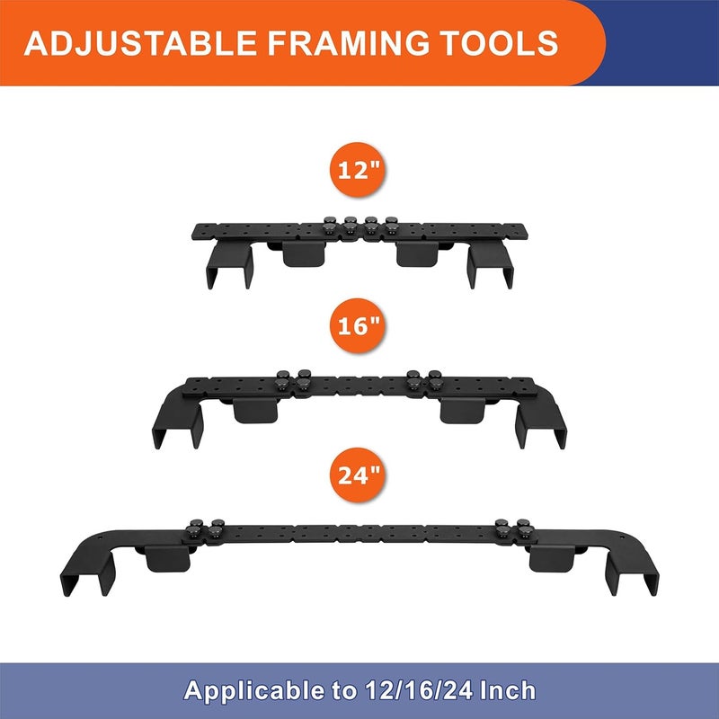VANROUG 13 in 1 Framing Tools, 12-24 Inch Size-Adjustable Framing Stud Layout Tool Stud Framing Tool Precision Stud Layout Tool for Home DIY Projects, Frame Wall Precision Measurement Jig Tool - Image 3